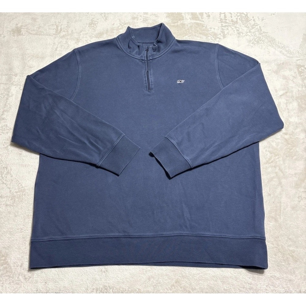 Vineyard Vines Saltwater 1/4 Zip Sweater Mens XL Deep Bay Blue Pullover 1K0416